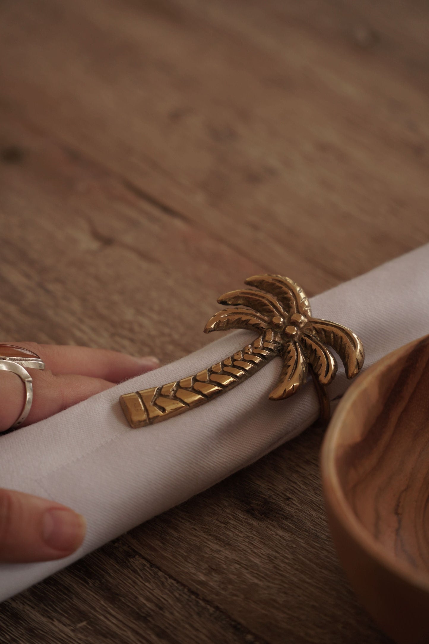 Brass Napkin ring "Bali Palm" set of 2 pcs/ table accesory