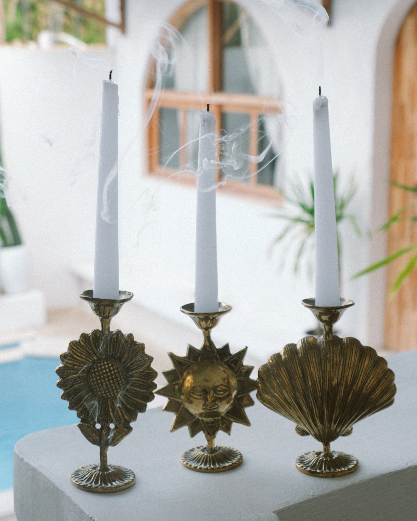 Brass shell candlestick