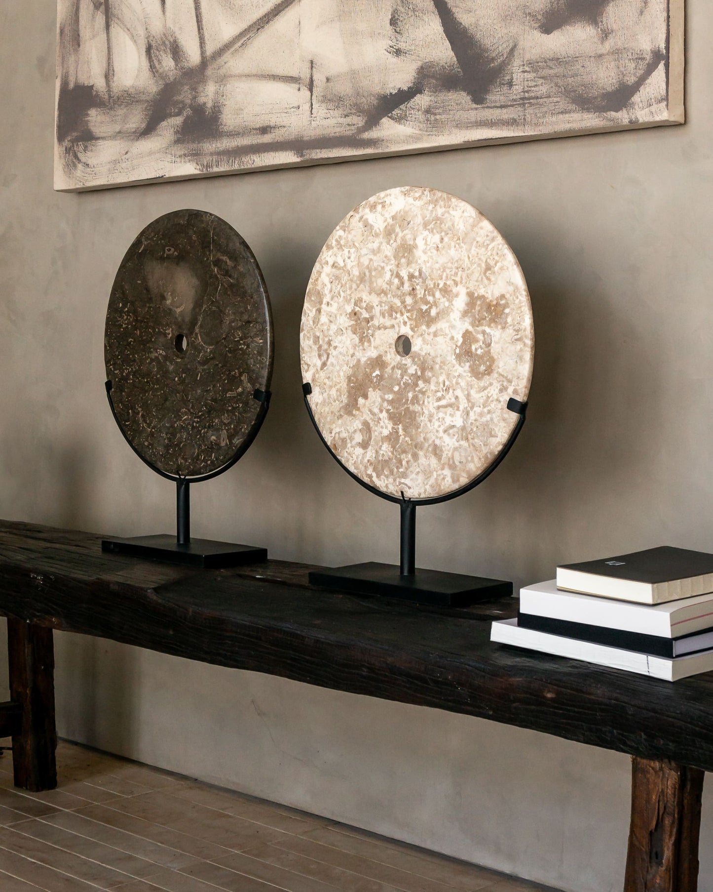 Marble Disc with Metal Stand