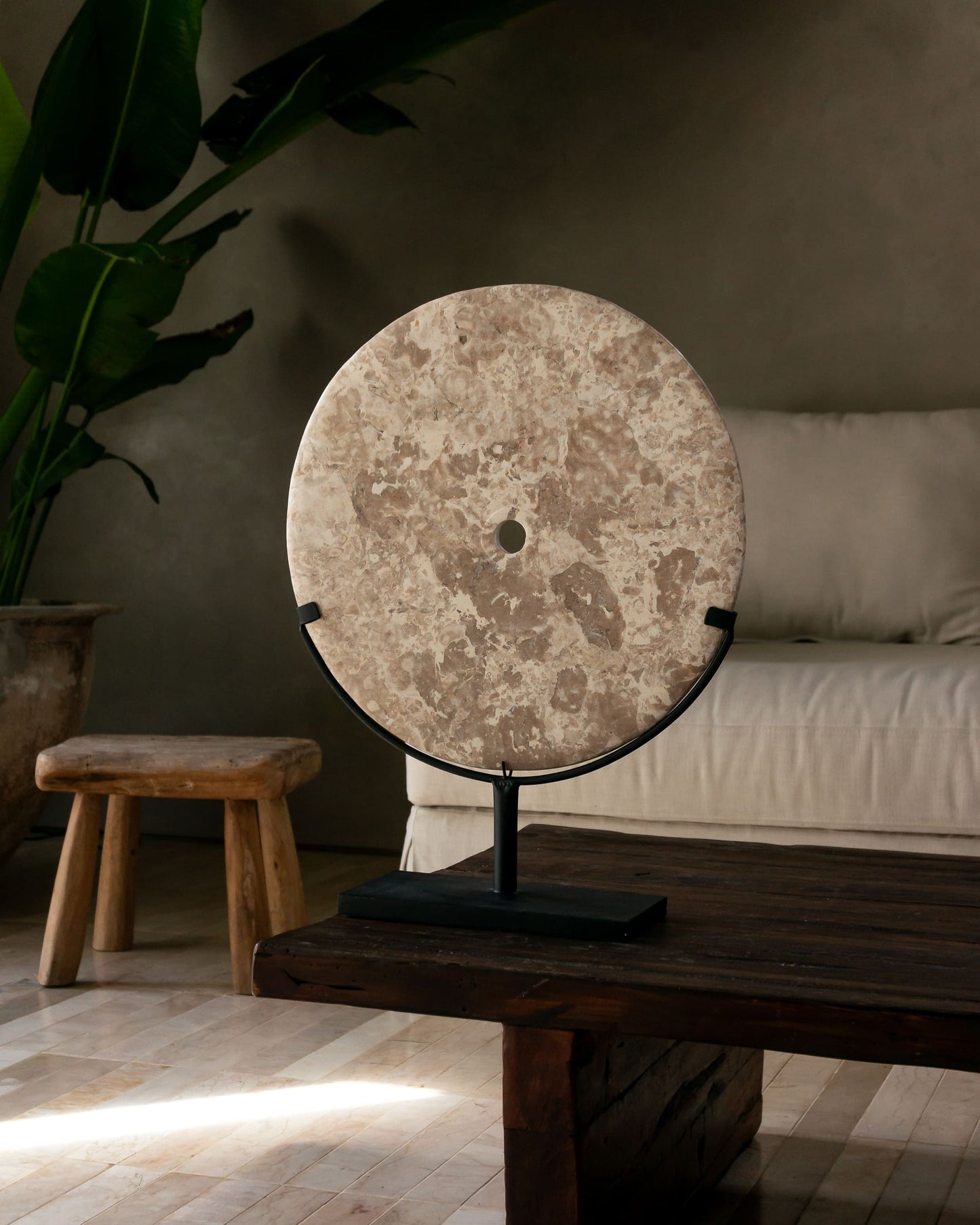 Marble Disc with Metal Stand