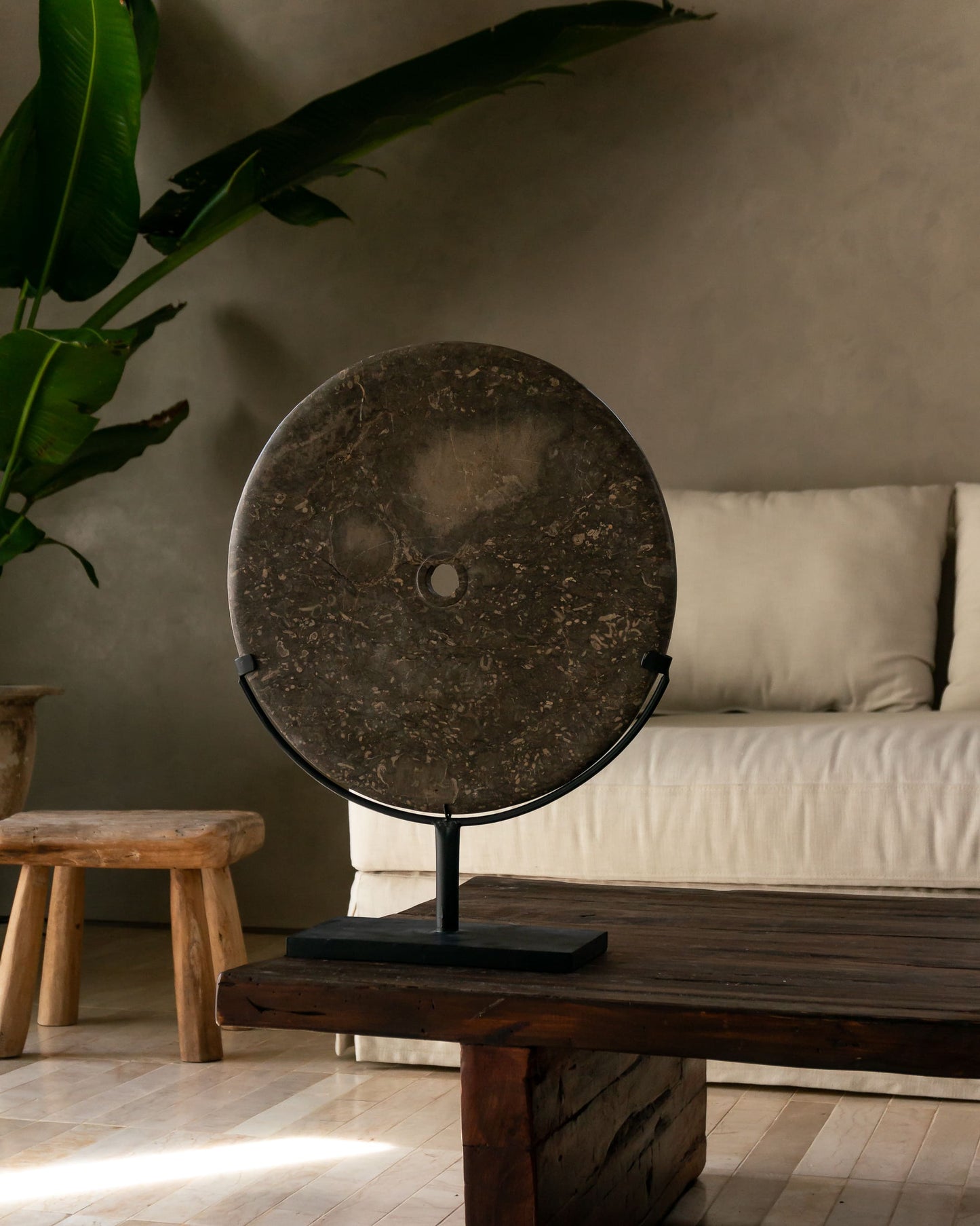 Marble Disc with Metal Stand
