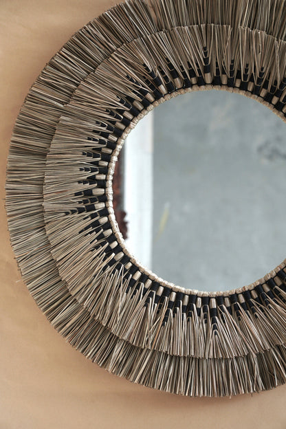 Rattan mirror "Sun" / Boho mirror