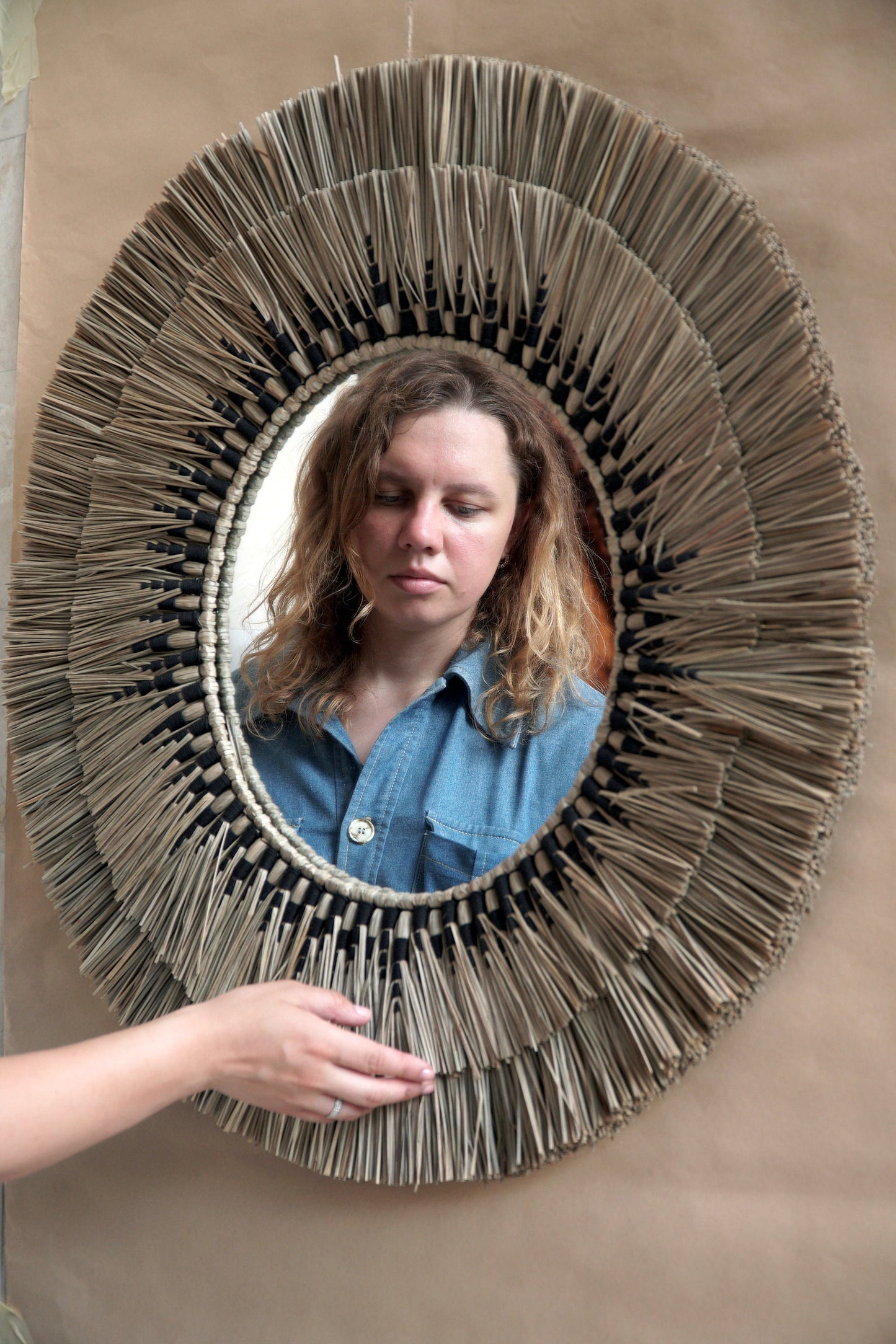 Rattan mirror "Sun" / Boho mirror