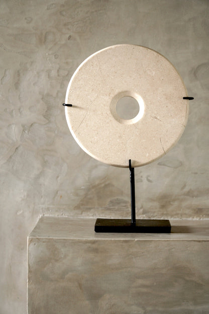 Marble Disc with Antique Metal Stand