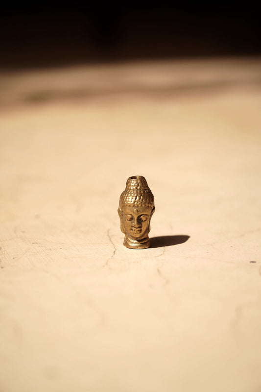Brass buddha head/ incense holder figurine/ micro size