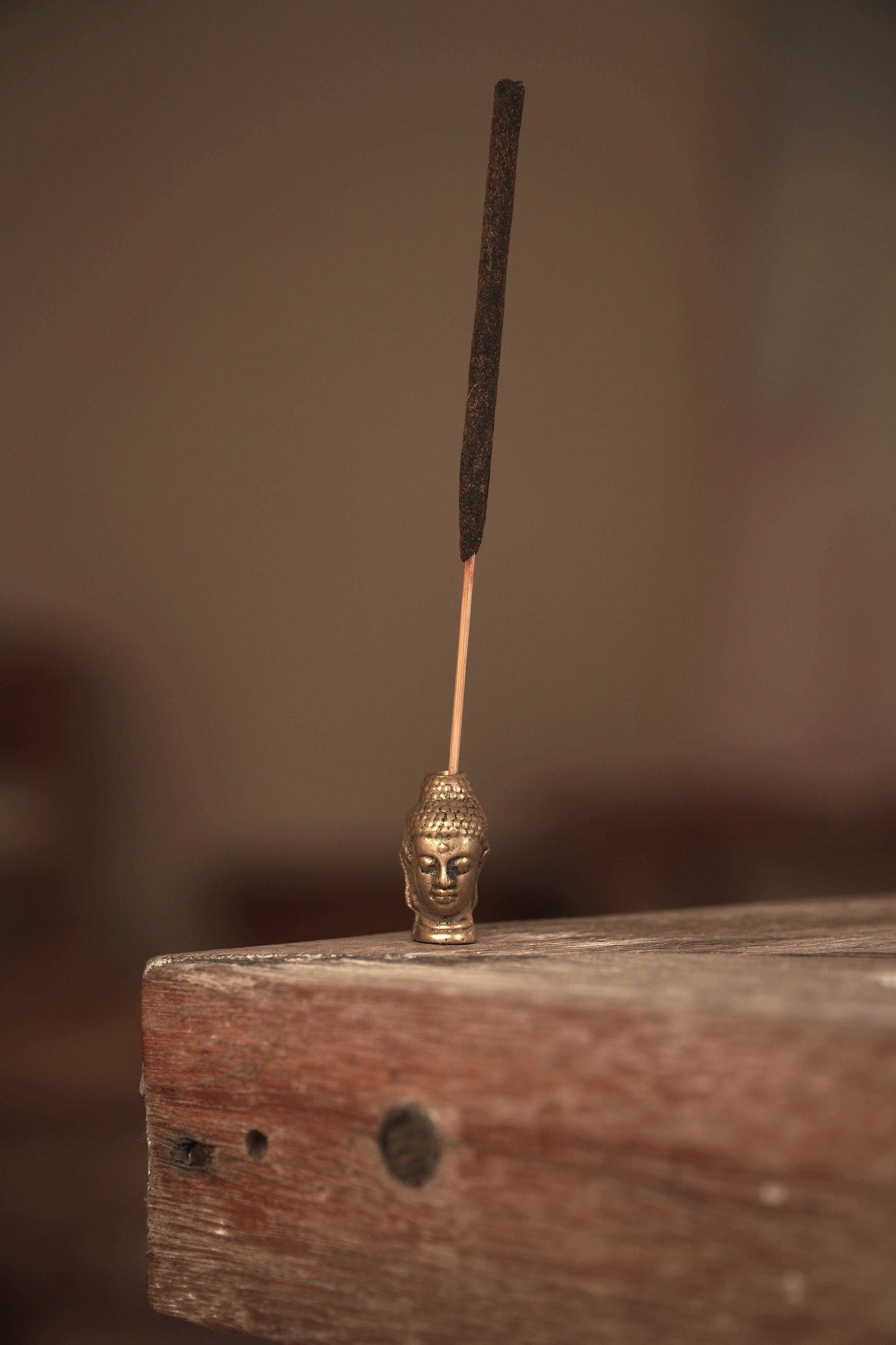 Brass buddha head/ incense holder figurine/ micro size