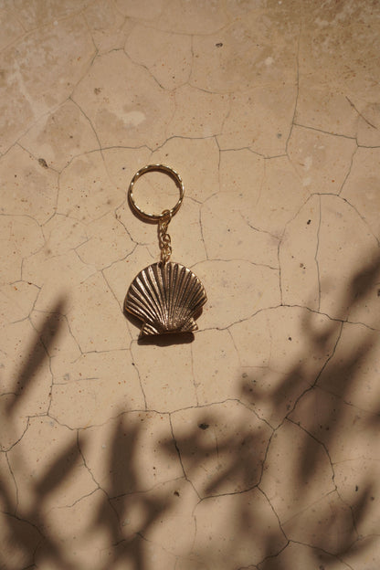 Palm and Shell Brass Keychain from Bali