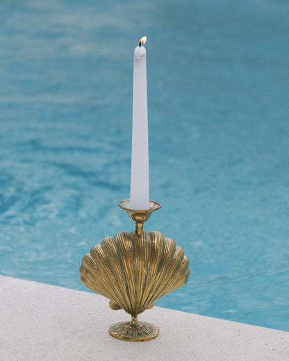 Brass shell candlestick